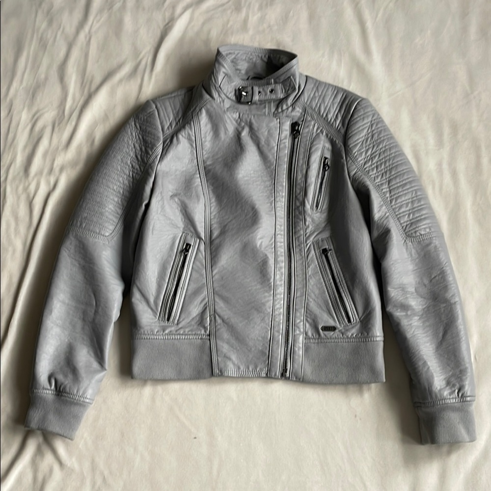 Guess Grey Faux Leather Jacket